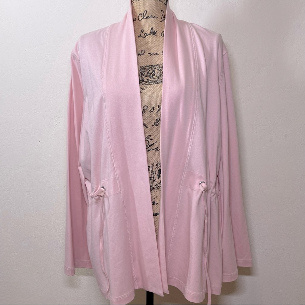 Eileen Fisher Long Sleeves Cardigan Tie Front Pink Size XL.